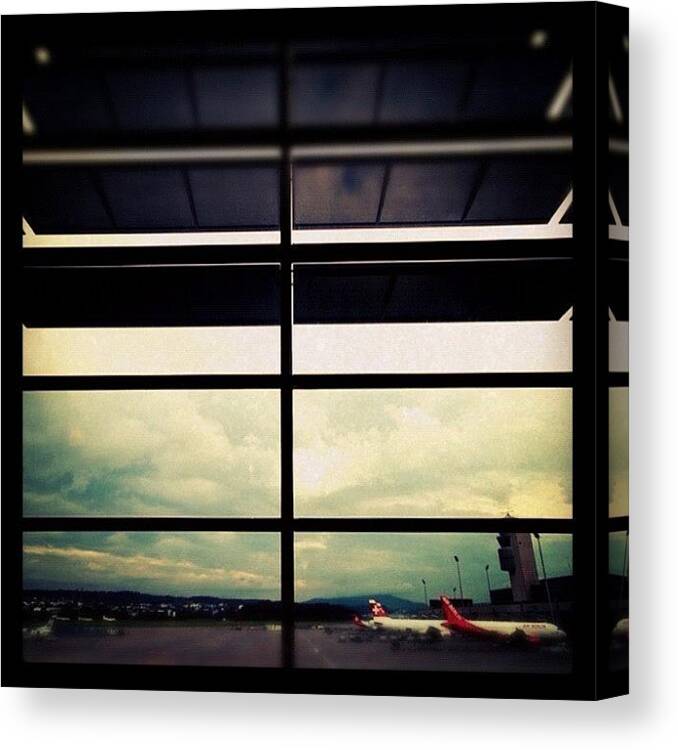 Summer Canvas Print featuring the photograph #switzerland #airport #airports by Vassilis Valimitis