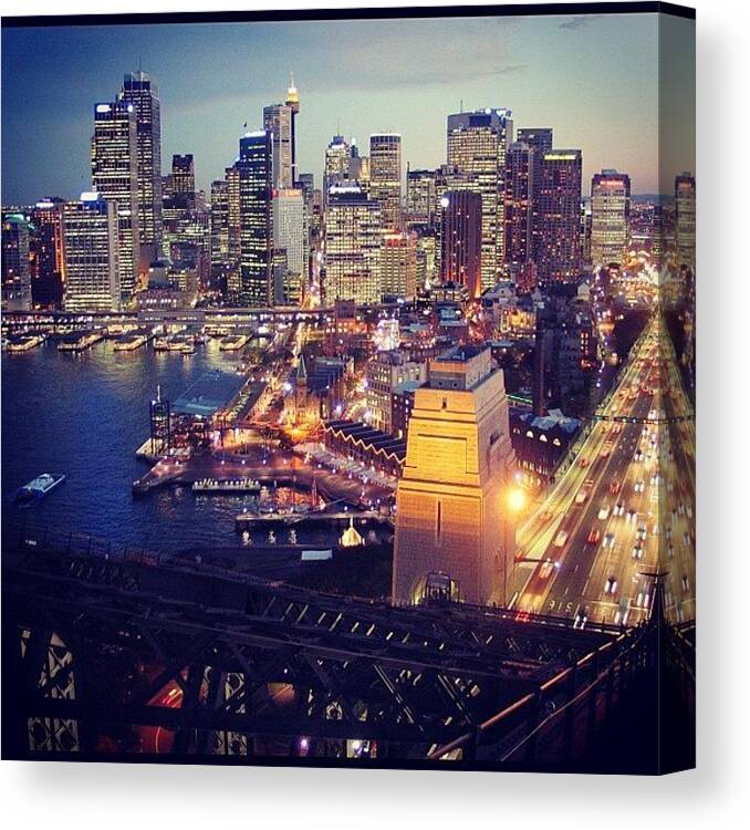 Tagstagramers Canvas Print featuring the photograph Sydney At Night From The Harbour Bridge by Danny Emslie