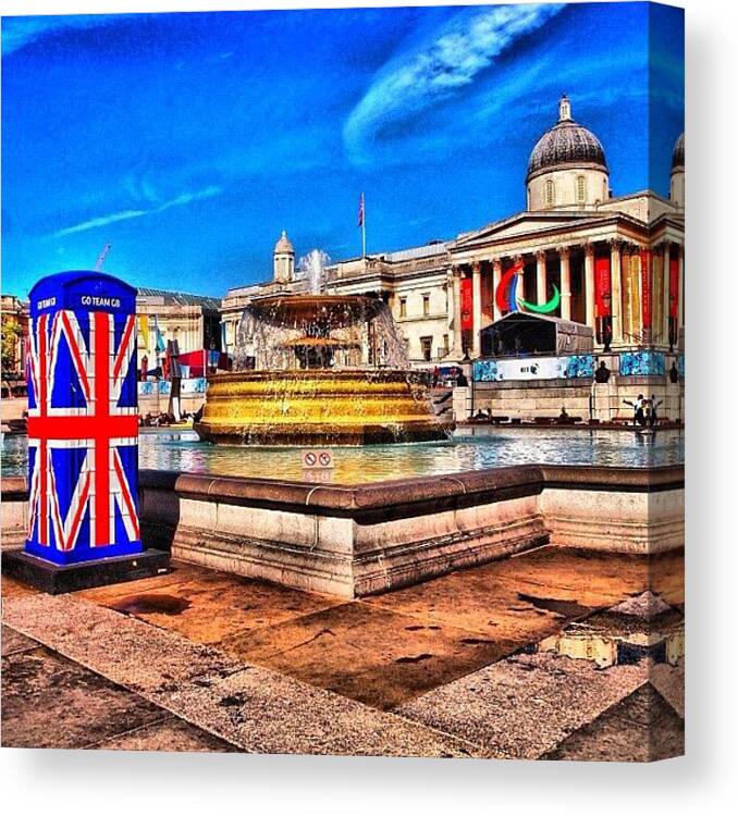 Tagstagram Canvas Print featuring the photograph Team Gb Phonebox : Paralympic Agitos by Neil Andrews