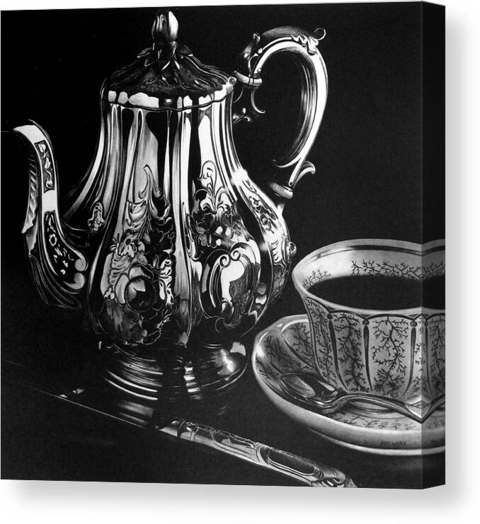Teapot Canvas Print featuring the drawing Teapot by Jerry Winick