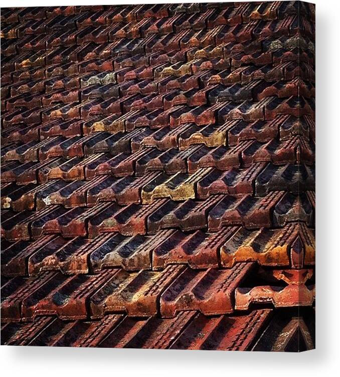 Textures Canvas Print featuring the photograph #textures #roof #tiles by Vincy S