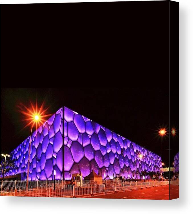 Art Canvas Print featuring the photograph The Beijing Olympics Ice Cube Was Built by Tommy Tjahjono