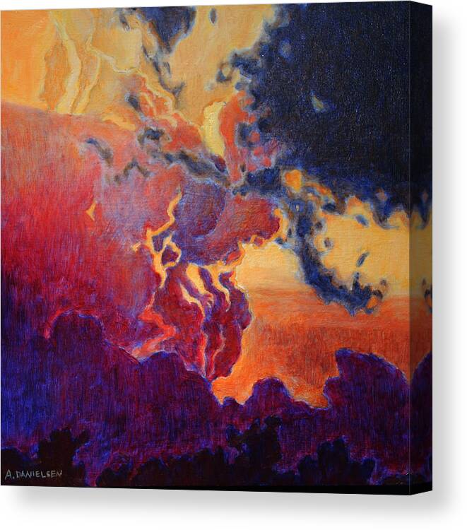 Clouds Canvas Print featuring the painting The Brilliance of the End by Andrew Danielsen