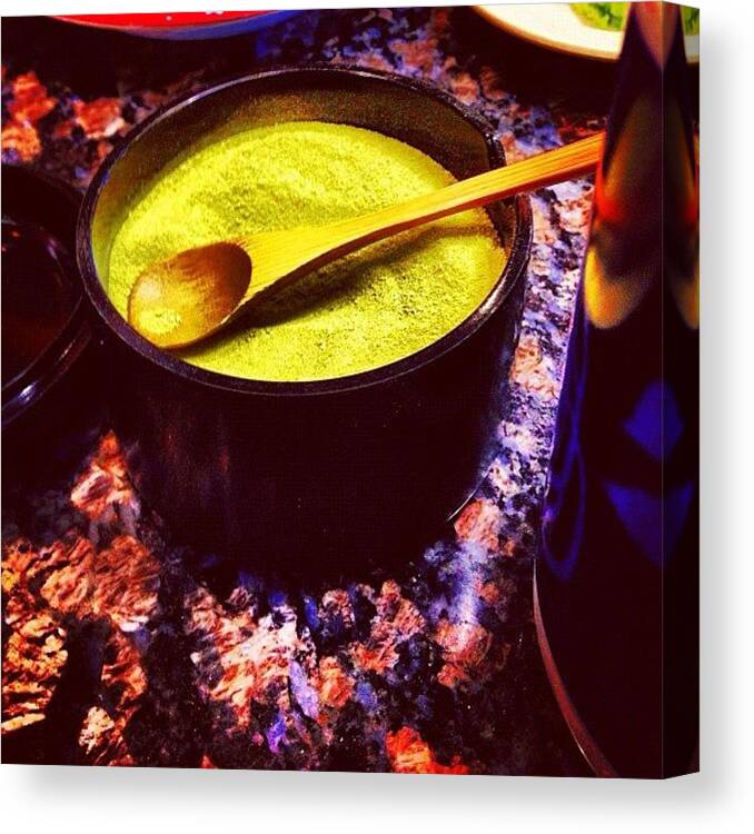 Foodgasm Canvas Print featuring the photograph The Green Magic Powder... Green Tea by Julianna Rivera-Perruccio