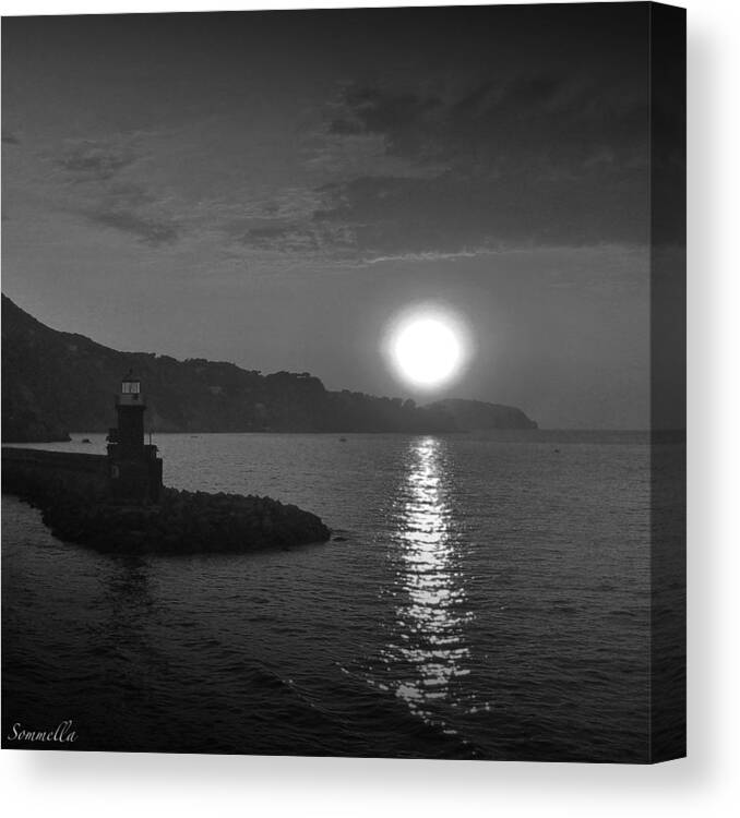 Sunset Canvas Print featuring the photograph The Lighthouse by Gianluca Sommella
