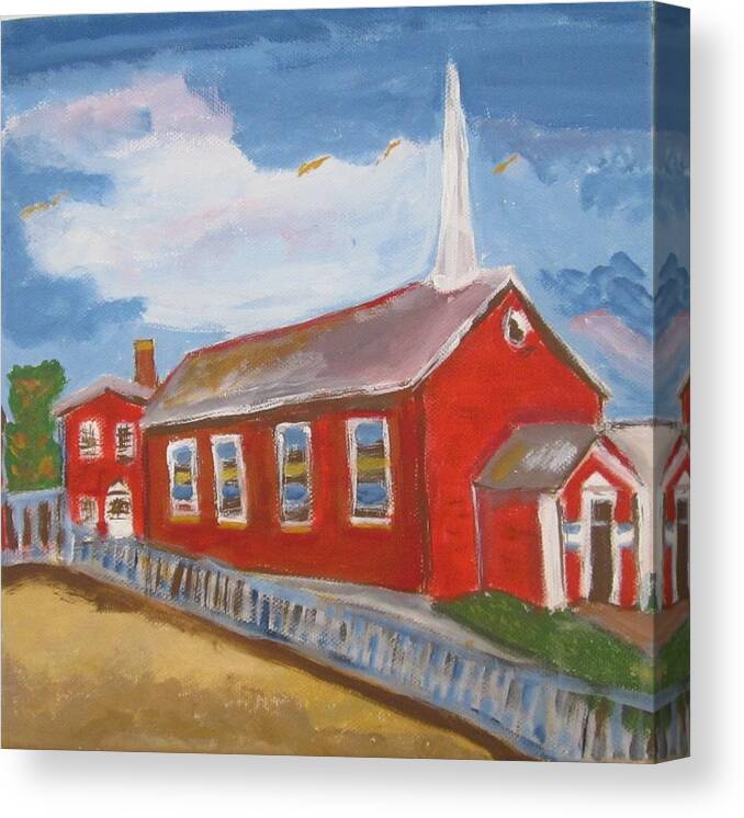 Church Canvas Print featuring the painting The little church by Jennylynd James