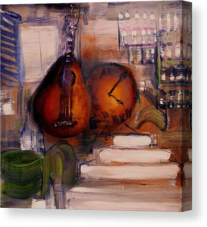 Stil Life Canvas Print featuring the painting The Mandolin by Evelina Popilian