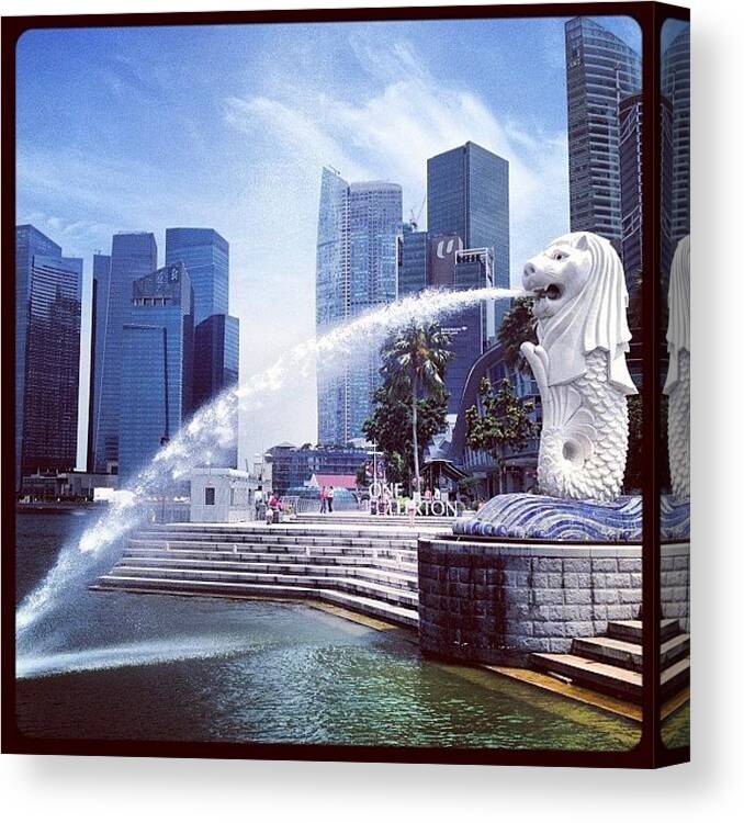  Canvas Print featuring the photograph The Merlion by Francesco Greco