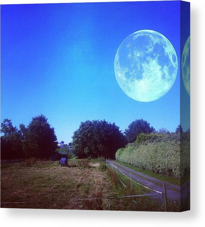 Summer Canvas Print featuring the photograph The Moon Seems Rather Close Today? Lol by Andy Brown