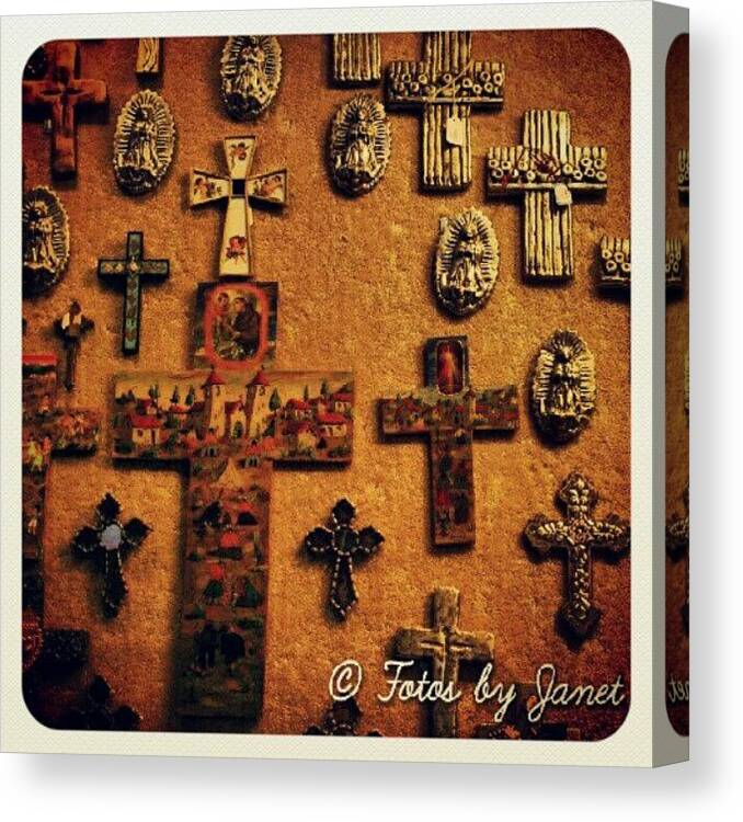 Sketch Canvas Print featuring the photograph The Wall #cross #wall #art #artist by Janet Ortiz