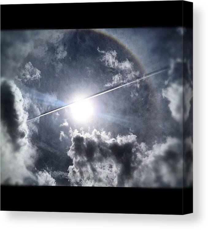 Sunshine Canvas Print featuring the photograph This Awesome Jet Trail That Went by Emily W