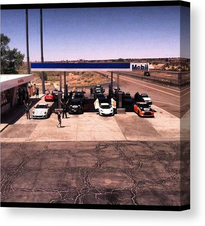 Gumball3000 Canvas Print featuring the photograph This Is How We Refuel! 14 Strong! by Jerome De S