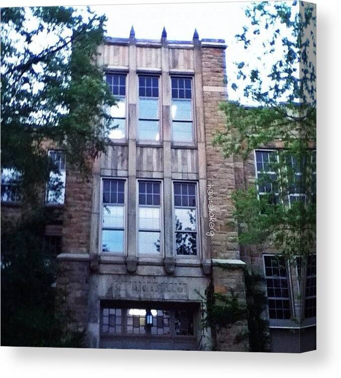 Building Canvas Print featuring the photograph This Would Be The Middle School I Would by Hannah Karg