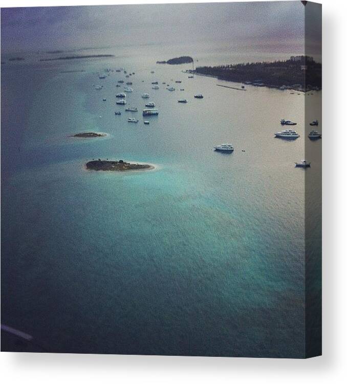 Summer Canvas Print featuring the photograph #topview #lagoon #seaplane #boats by Mohamed Shafy