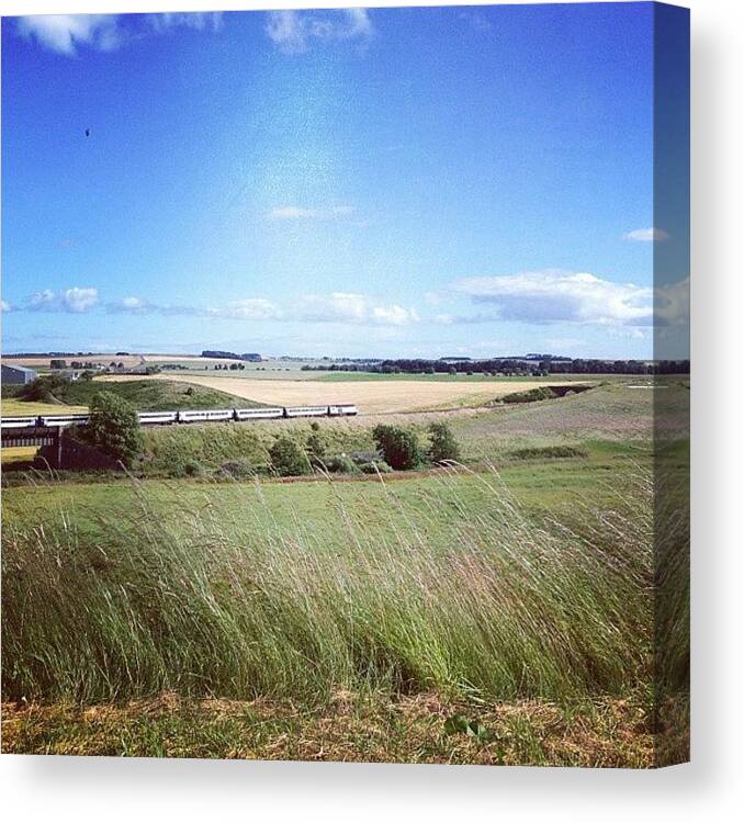 Scottish Canvas Print featuring the photograph Trainspotting on a Summers Day by KnitOne SlipOne