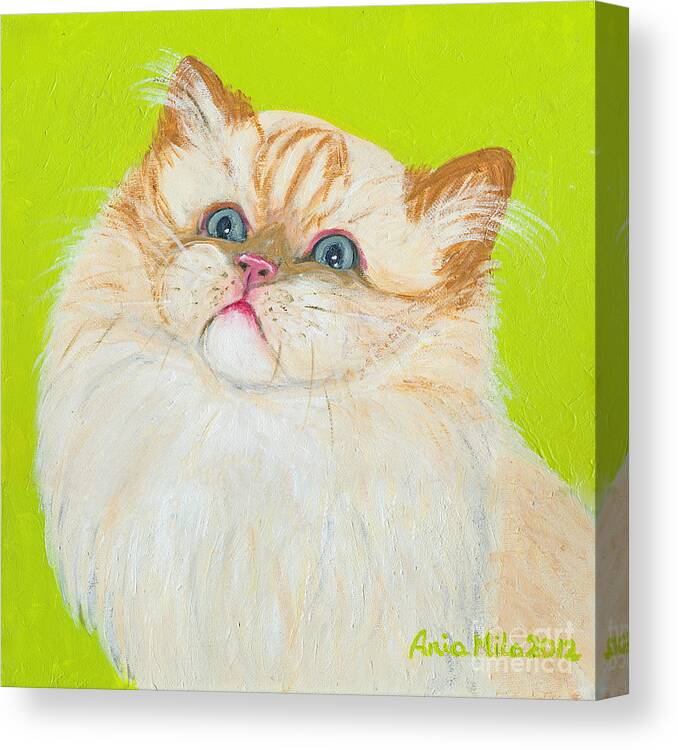 Cat Canvas Print featuring the painting Treat Please by Ania M Milo