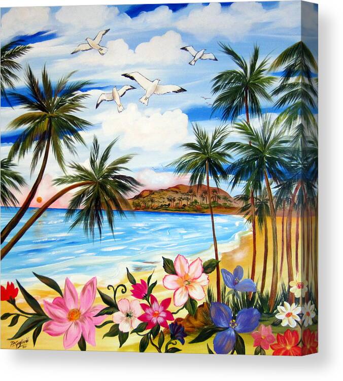Tropical Paradise Canvas Print featuring the painting Tropical paradise by Roberto Gagliardi