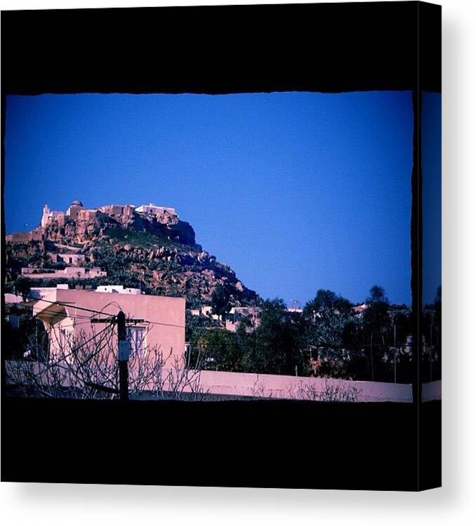 Blue Canvas Print featuring the photograph #tunisia, #ruins, #nature, #sky, #blue by Sara Savoini