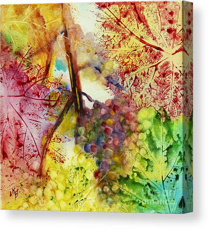 Grapes Canvas Print featuring the painting Turning Leaves by Karen Fleschler