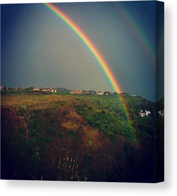 Beautiful Canvas Print featuring the photograph Unbelievable Double Rainbow Right Below by Loghan Call
