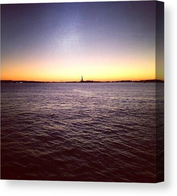 Nyc Canvas Print featuring the photograph View From The Statue Of Liberty Ferry by Rachel McPhee