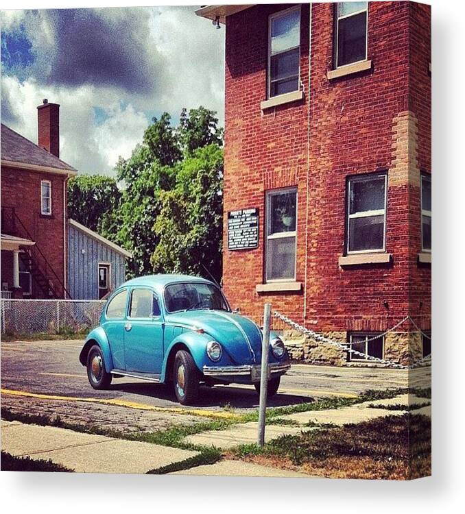 Canada Canvas Print featuring the photograph #vw #car #canada #instagram #blue by Dylan Habkirk