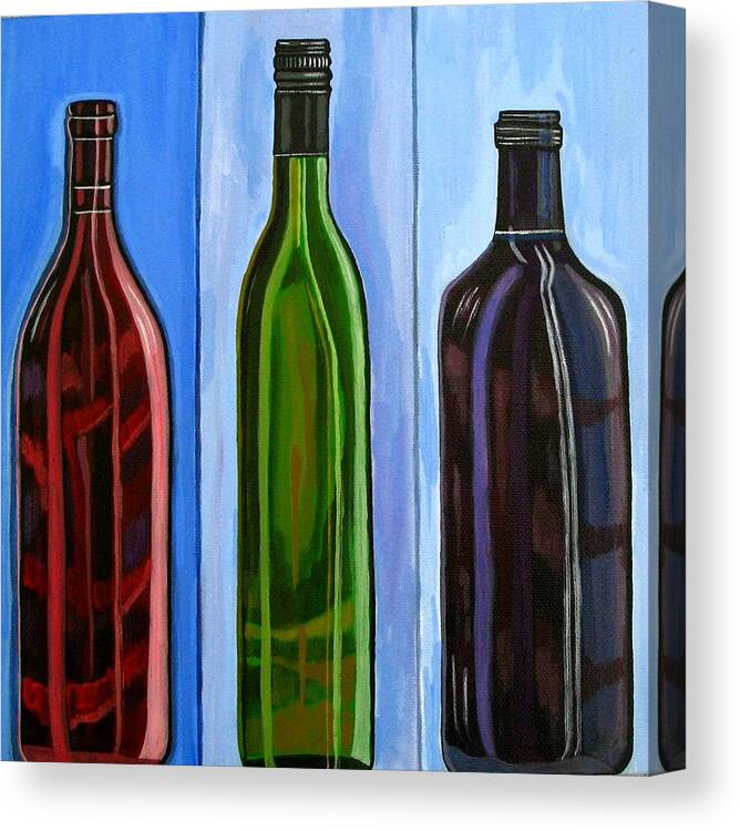 Paintings Of Wine Canvas Print featuring the painting Waiheke Bottled by Sandra Marie Adams