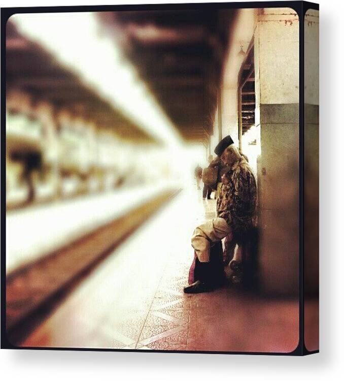 Webstagram Canvas Print featuring the photograph Waiting The Late Train by Andhika Satya
