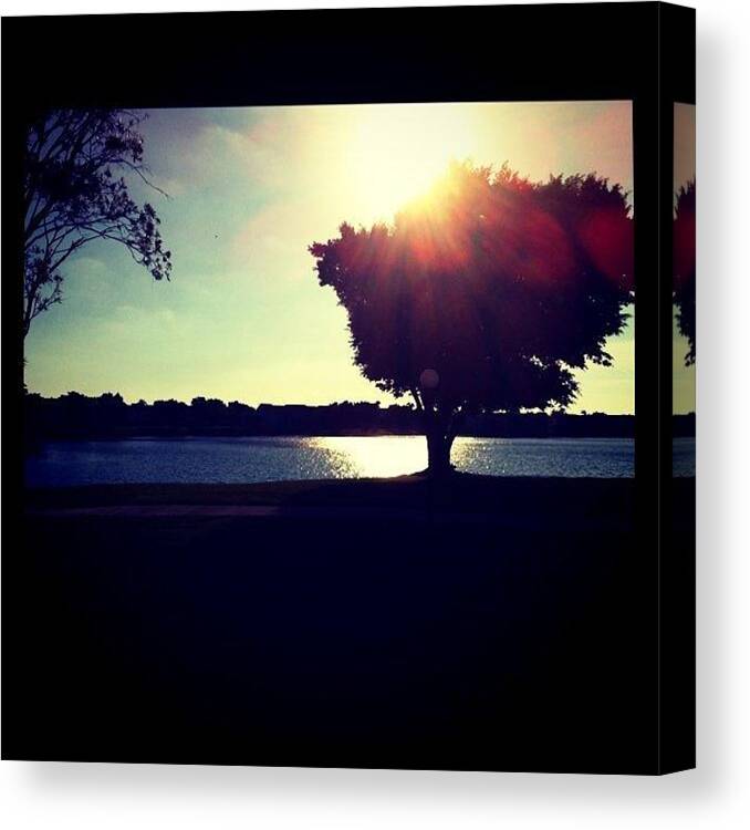 Sun Canvas Print featuring the photograph Waking By The Lake by Ninette Quiles