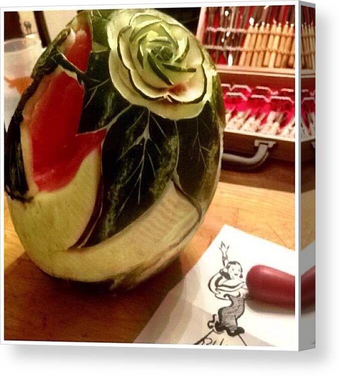 Rose Canvas Print featuring the photograph Watermelon Carving by Albert Delacruz