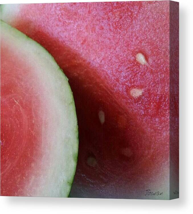 Pink Canvas Print featuring the photograph Watermelon I #watermelon #fruit #melon by Jess Gowan