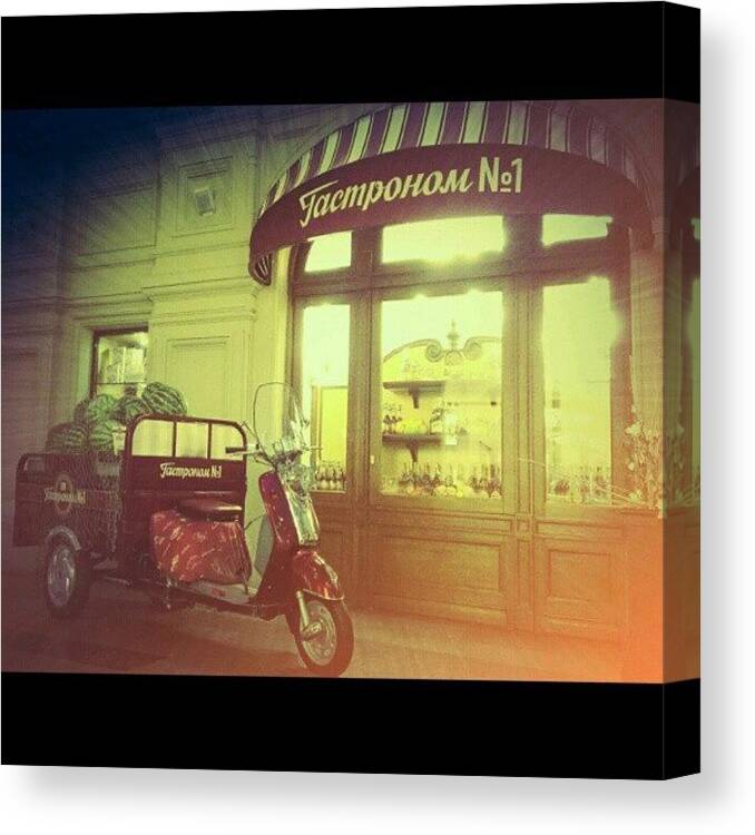 Moscow Canvas Print featuring the photograph Watermelon Moto GUM by Dmitriy Kalugin