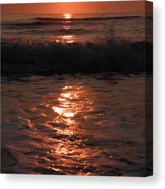 Wave Canvas Print featuring the photograph Wave Reflections At Sunrise by Kim Galluzzo