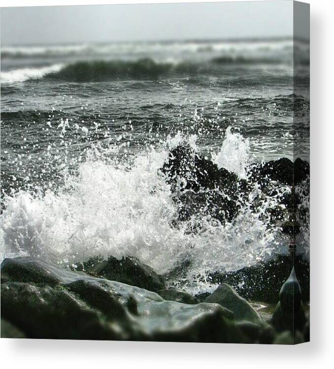 30likes Canvas Print featuring the photograph #waves On #lima #beach by Yannick Menard