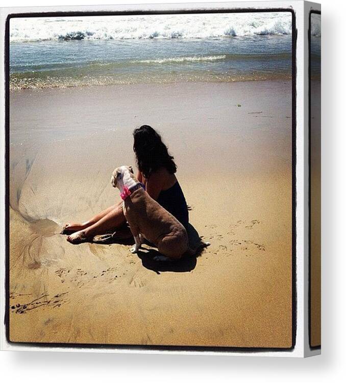 Serene Canvas Print featuring the photograph #waves #serene #calm #beach #bestfriend by Lala Baby