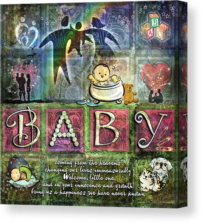 Baby Canvas Print featuring the digital art Welcome Baby Girl by Evie Cook