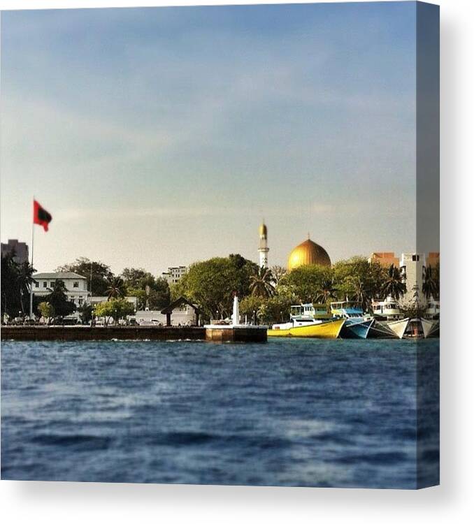 Maldives Canvas Print featuring the photograph Welcome To The Capital ~ #instagram by Abid Saeed