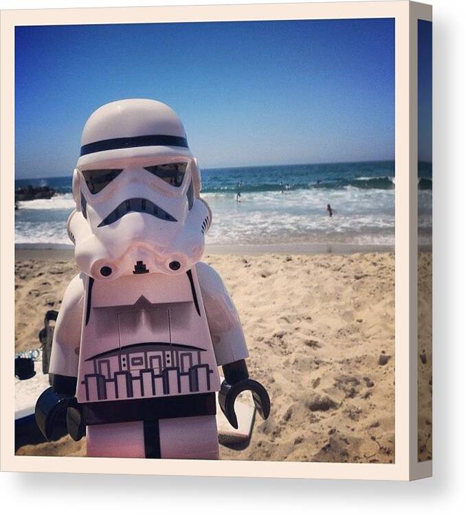 Starwars Canvas Print featuring the photograph Went To The Beach Today #toy by Timmy Yang
