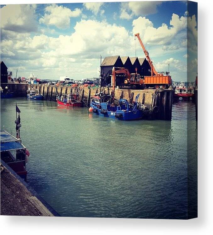 Industrial Canvas Print featuring the photograph Whitstable Harbour by Antony Pope