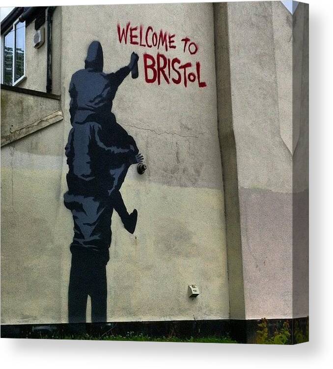 Stencilart Canvas Print featuring the photograph Who Did This One?#bristolgraffiti by Nigel Brown