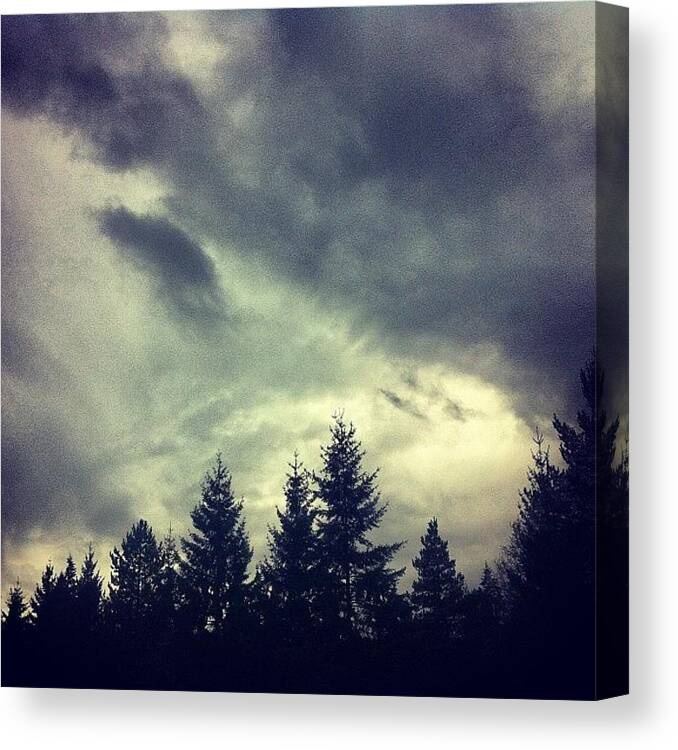 Raining Canvas Print featuring the photograph #winter #pdx #portland #oregon by Karen Clarke