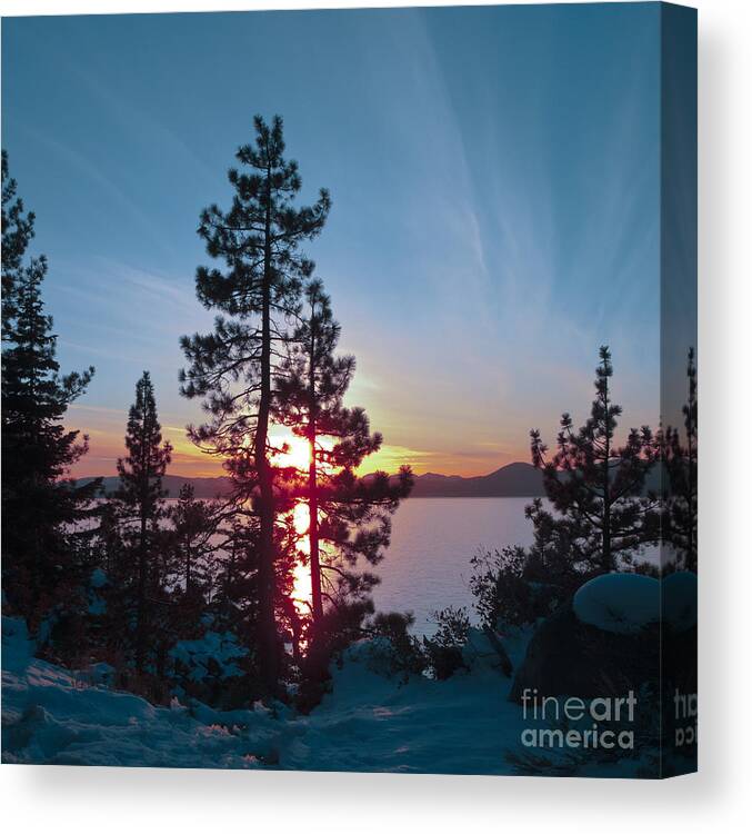 Sunset Canvas Print featuring the photograph Winter Sunset by L J Oakes