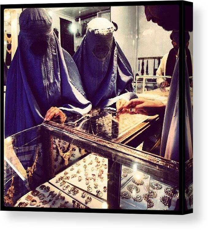 Shopping Canvas Print featuring the photograph Women Shopping In Afghanistan by Cody Barnhart