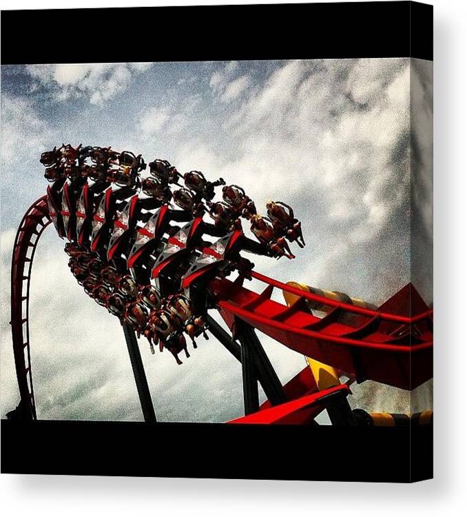 Summer Canvas Print featuring the photograph X-flight!!! #sixflags #rollercoaster by German Henry