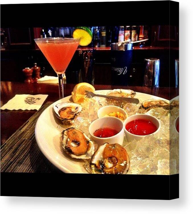 Summer Canvas Print featuring the photograph Yummy Oysters And Cosmo! #atlanticcity by Helen Brown
