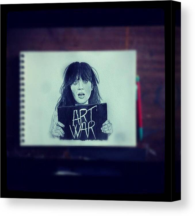 Artwar Canvas Print featuring the photograph Zooey Deschanel#art #artwar #pencil by Art War