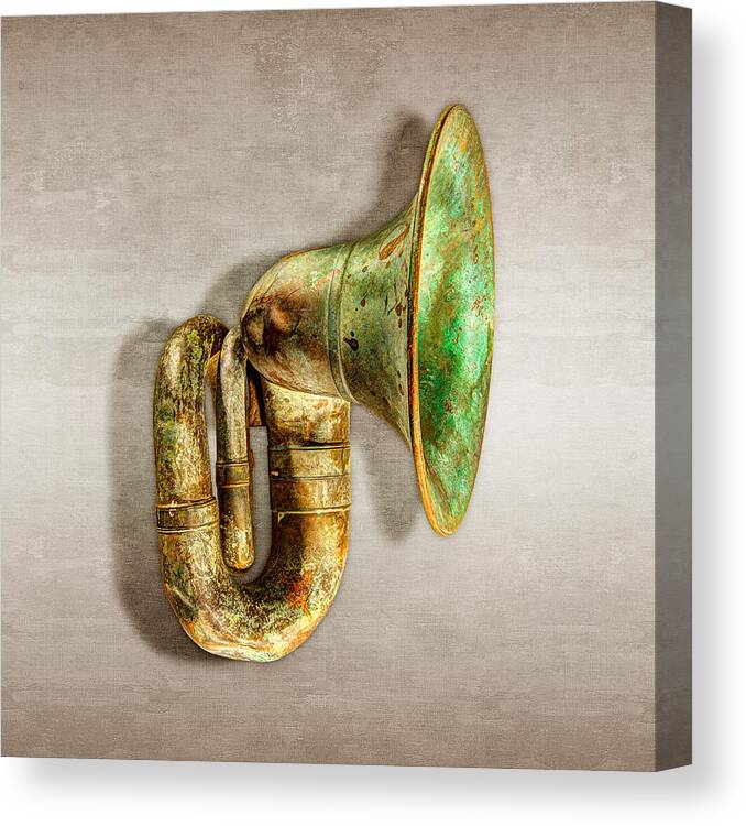 Antique Canvas Print featuring the photograph Antique Brass Car Horn #1 by YoPedro
