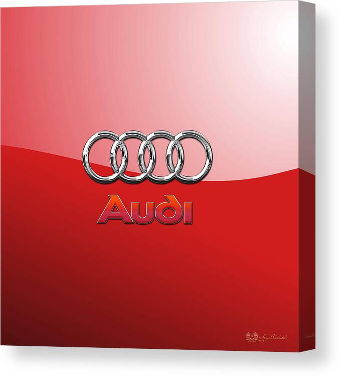 Wheels Of Fortune By Serge Averbukh Canvas Print featuring the photograph Audi - 3D Badge on Red by Serge Averbukh