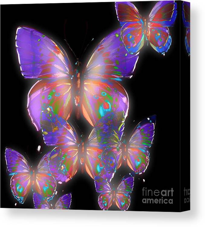 Digital Graphics Insects Beauty Canvas Print featuring the digital art Beauty Of Butterflies by Gayle Price Thomas