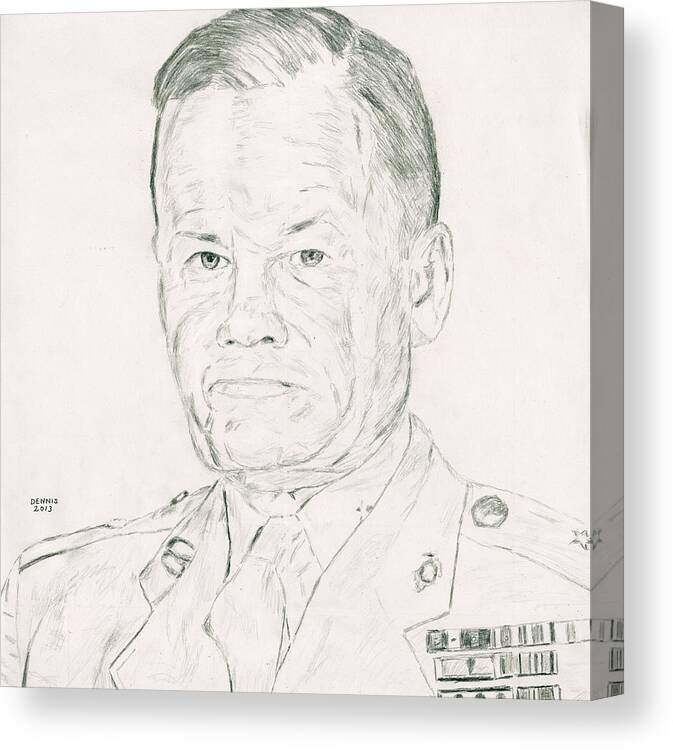 Lewis Burwell chesty Puller Canvas Print featuring the drawing Chesty Puller #1 by Dennis Larson